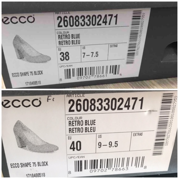 ECCO women’s heels Shape 75 Block Retro Blue Suede - Picture 8 of 8